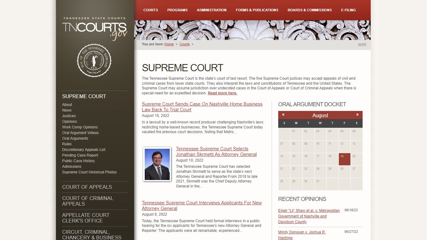 Supreme Court | Tennessee Administrative Office of the Courts